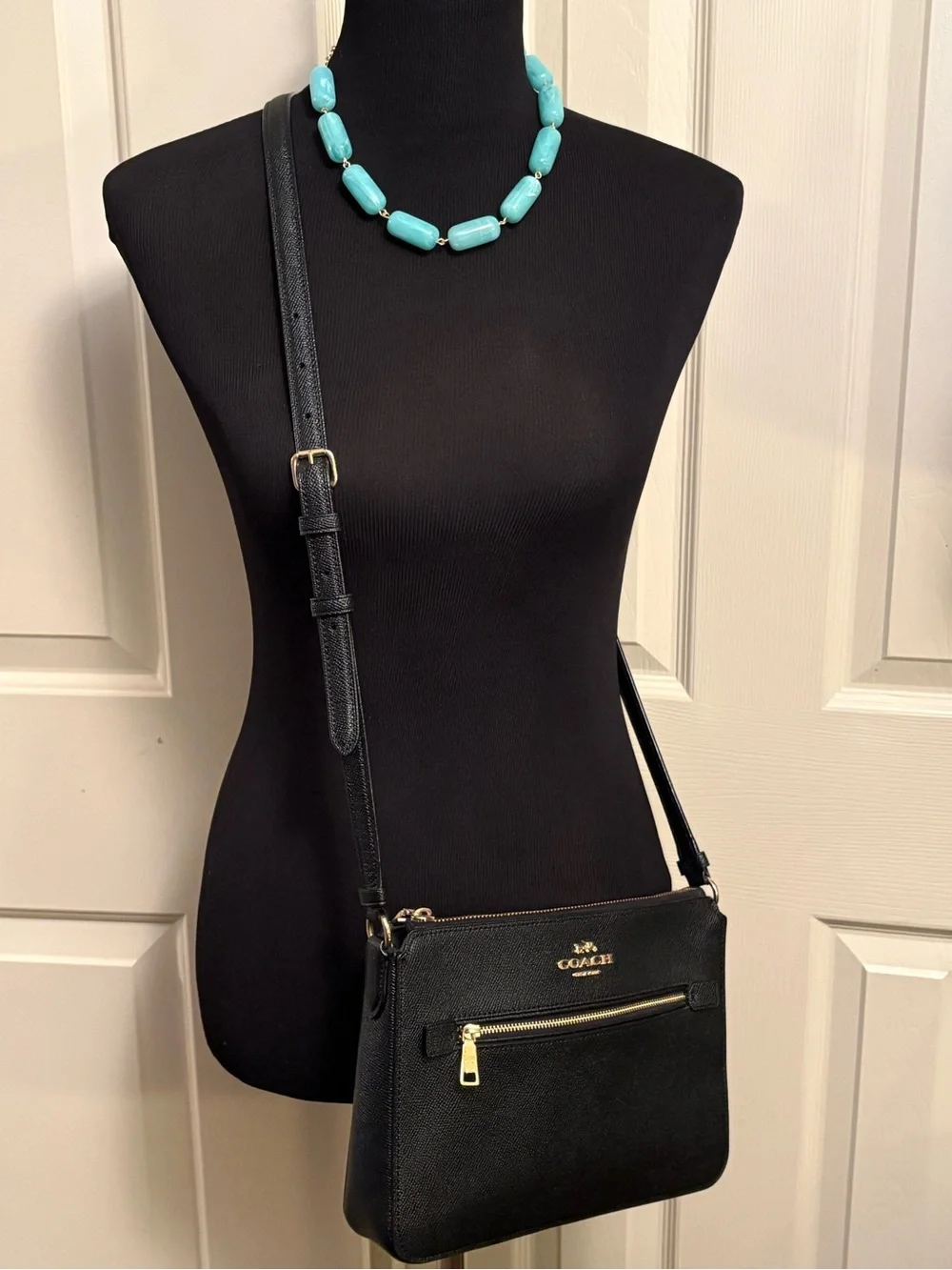 Coach Bundle (wallet and purse) Black Leather Crossbody and matching wallet. - Picture 1 of 8